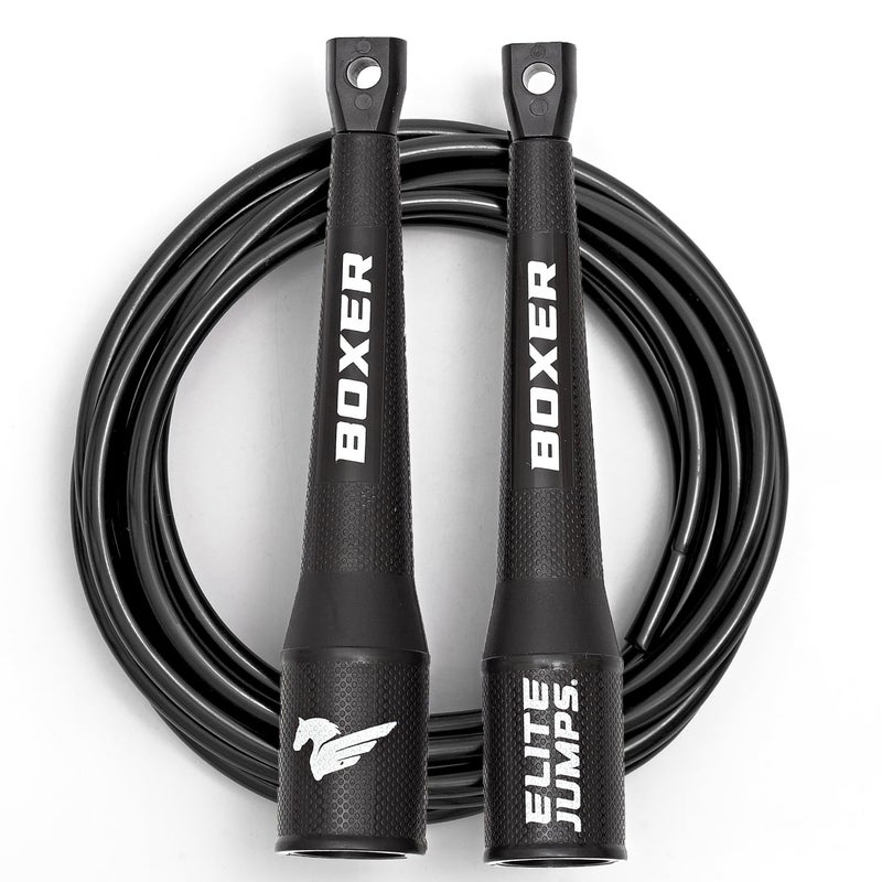 EliteSRS 10 Foot Outdoor Rated 5Mm Pvc, Boxer Jump Rope 3.0 with Smooth Action Polymer Handles and Ergonomic Slip-Resistant Dimpled Grips Black - Image 1